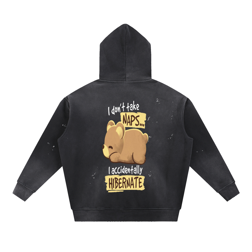 Vintage Washed Frayed Fleece Hoodie